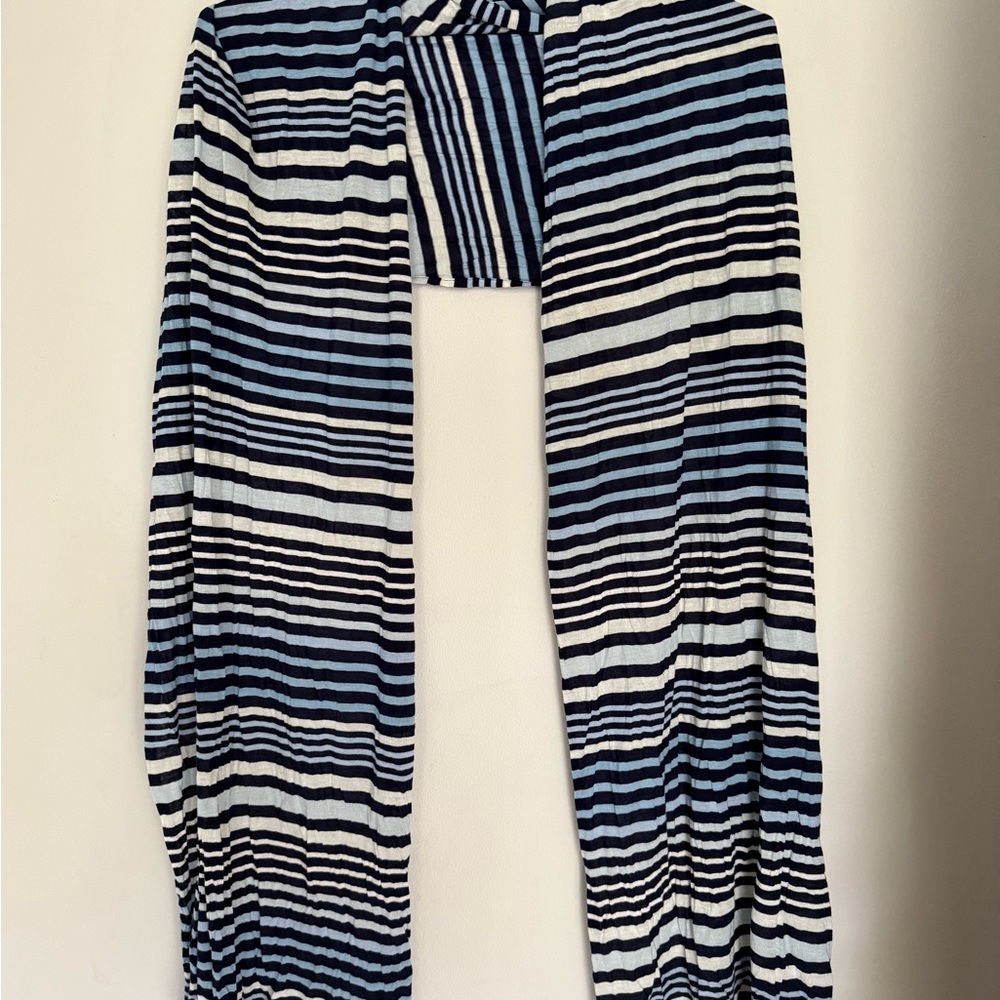Long Striped Blue and White Scarf
